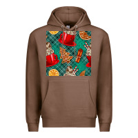 Chestnut christmas hot chocolate and cookie seamless pattern Premium Hoodie - BundleAndBundleShop