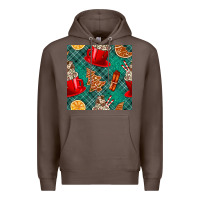 Coffee christmas hot chocolate and cookie seamless pattern Premium Hoodie - BundleAndBundleShop