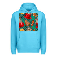 Ocean Blue christmas hot chocolate and cookie seamless pattern Premium Hoodie - BundleAndBundleShop