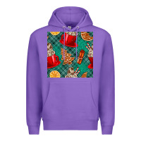 Purple christmas hot chocolate and cookie seamless pattern Premium Hoodie - BundleAndBundleShop