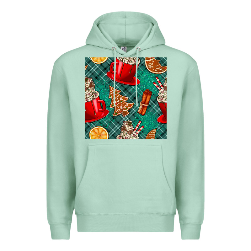 Christmas Hot Chocolate And Cookie Seamless Pattern Premium Hoodie by BundleAndBundleShop | Teevron