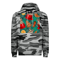 Slate Camo christmas hot chocolate and cookie seamless pattern Premium Hoodie - BundleAndBundleShop