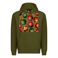 Army Green christmas ornaments and leopard seamless pattern Premium Hoodie - BundleAndBundleShop
