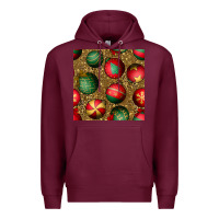 Burgundy christmas ornaments and leopard seamless pattern Premium Hoodie - BundleAndBundleShop