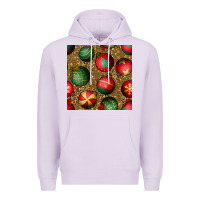 Lilac christmas ornaments and leopard seamless pattern Premium Hoodie - BundleAndBundleShop