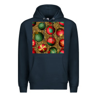 Navy christmas ornaments and leopard seamless pattern Premium Hoodie - BundleAndBundleShop