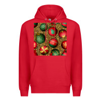 Red christmas ornaments and leopard seamless pattern Premium Hoodie - BundleAndBundleShop