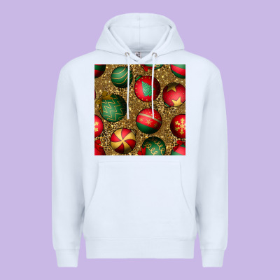 Christmas Ornaments And Leopard Seamless Pattern Premium Hoodie Designed By Bundleandbundleshop