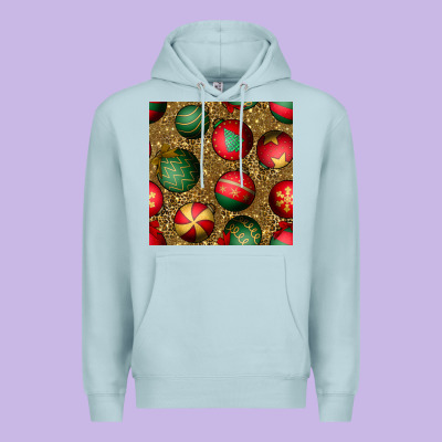 Christmas Ornaments And Leopard Seamless Pattern Premium Hoodie Designed By Bundleandbundleshop