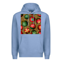 Colony Blue christmas ornaments and leopard seamless pattern Premium Hoodie - BundleAndBundleShop