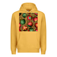 Mustard christmas ornaments and leopard seamless pattern Premium Hoodie - BundleAndBundleShop