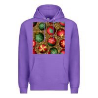 Purple christmas ornaments and leopard seamless pattern Premium Hoodie - BundleAndBundleShop