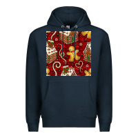 Navy christmas gingerbread cookie house seamless pattern Premium Hoodie - BundleAndBundleShop