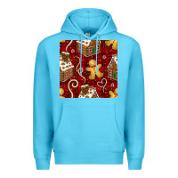 Ocean Blue christmas gingerbread cookie house seamless pattern Premium Hoodie - BundleAndBundleShop