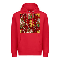 Red christmas gingerbread cookie house seamless pattern Premium Hoodie - BundleAndBundleShop