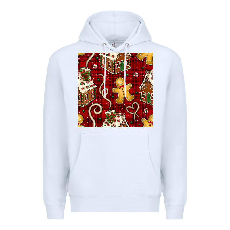 Christmas Gingerbread Cookie House Seamless Pattern Premium Hoodie by BundleAndBundleShop | Teevron