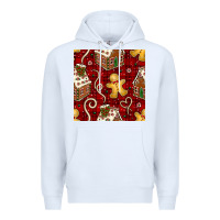 White christmas gingerbread cookie house seamless pattern Premium Hoodie - BundleAndBundleShop