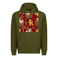 Army Green christmas gingerbread cookie house seamless pattern Premium Hoodie - BundleAndBundleShop