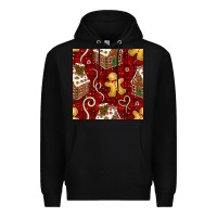Black christmas gingerbread cookie house seamless pattern Premium Hoodie - BundleAndBundleShop