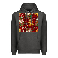 Charcoal Heather christmas gingerbread cookie house seamless pattern Premium Hoodie - BundleAndBundleShop