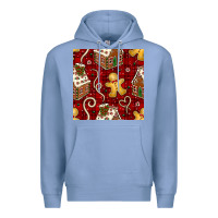 Colony Blue christmas gingerbread cookie house seamless pattern Premium Hoodie - BundleAndBundleShop