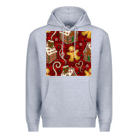 Heather Grey christmas gingerbread cookie house seamless pattern Premium Hoodie - BundleAndBundleShop