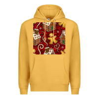 Mustard christmas gingerbread cookie house seamless pattern Premium Hoodie - BundleAndBundleShop
