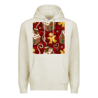 Oatmeal Heather christmas gingerbread cookie house seamless pattern Premium Hoodie - BundleAndBundleShop