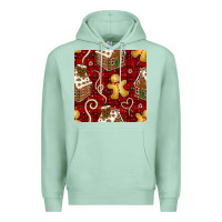 Seafoam christmas gingerbread cookie house seamless pattern Premium Hoodie - BundleAndBundleShop