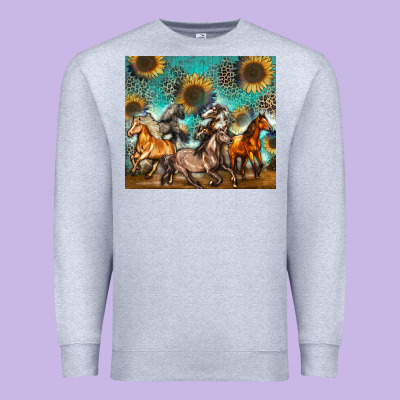 Western Horses Premium Sweatshirt Designed By Zillion Design Studio