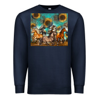 Navy western horses Premium Sweatshirt - Zillion Design Studio