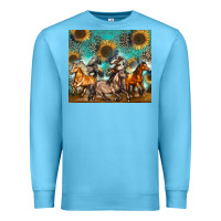 Ocean Blue western horses Premium Sweatshirt - Zillion Design Studio