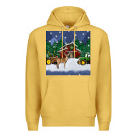 Antique Gold christmas town and farm tractor seamless pattern Premium Hoodie - BundleAndBundleShop