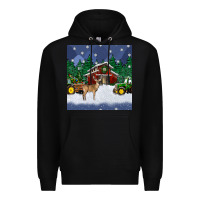 Black christmas town and farm tractor seamless pattern Premium Hoodie - BundleAndBundleShop