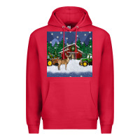 Cardinal christmas town and farm tractor seamless pattern Premium Hoodie - BundleAndBundleShop