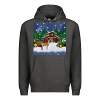 Charcoal Heather christmas town and farm tractor seamless pattern Premium Hoodie - BundleAndBundleShop