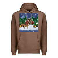 Chestnut christmas town and farm tractor seamless pattern Premium Hoodie - BundleAndBundleShop
