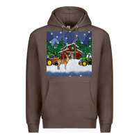 Coffee christmas town and farm tractor seamless pattern Premium Hoodie - BundleAndBundleShop