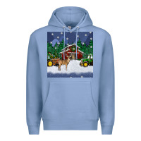 Colony Blue christmas town and farm tractor seamless pattern Premium Hoodie - BundleAndBundleShop