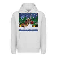 Dove Grey christmas town and farm tractor seamless pattern Premium Hoodie - BundleAndBundleShop