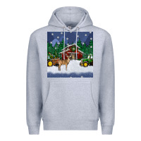 Heather Grey christmas town and farm tractor seamless pattern Premium Hoodie - BundleAndBundleShop