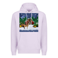 Lilac christmas town and farm tractor seamless pattern Premium Hoodie - BundleAndBundleShop