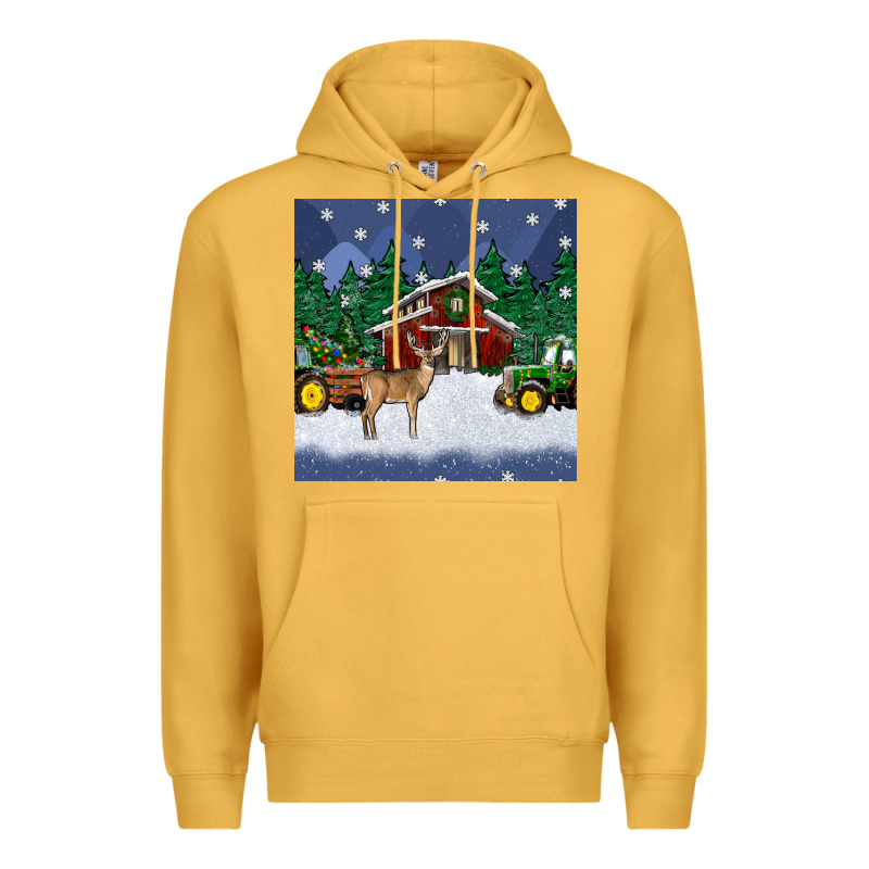 Christmas Town And Farm Tractor Seamless Pattern Premium Hoodie by BundleAndBundleShop | Teevron