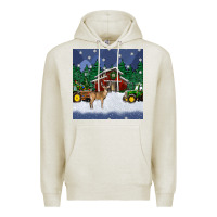 Oatmeal Heather christmas town and farm tractor seamless pattern Premium Hoodie - BundleAndBundleShop