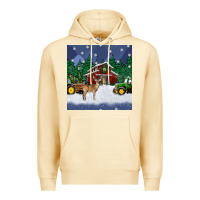 Pina Colada christmas town and farm tractor seamless pattern Premium Hoodie - BundleAndBundleShop
