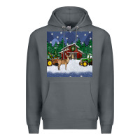 Rock christmas town and farm tractor seamless pattern Premium Hoodie - BundleAndBundleShop