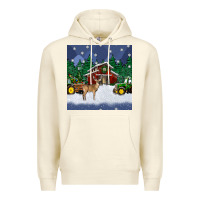 Sandshell christmas town and farm tractor seamless pattern Premium Hoodie - BundleAndBundleShop