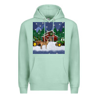 Seafoam christmas town and farm tractor seamless pattern Premium Hoodie - BundleAndBundleShop