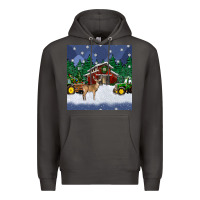 Smoke christmas town and farm tractor seamless pattern Premium Hoodie - BundleAndBundleShop