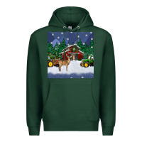 Sports Green christmas town and farm tractor seamless pattern Premium Hoodie - BundleAndBundleShop